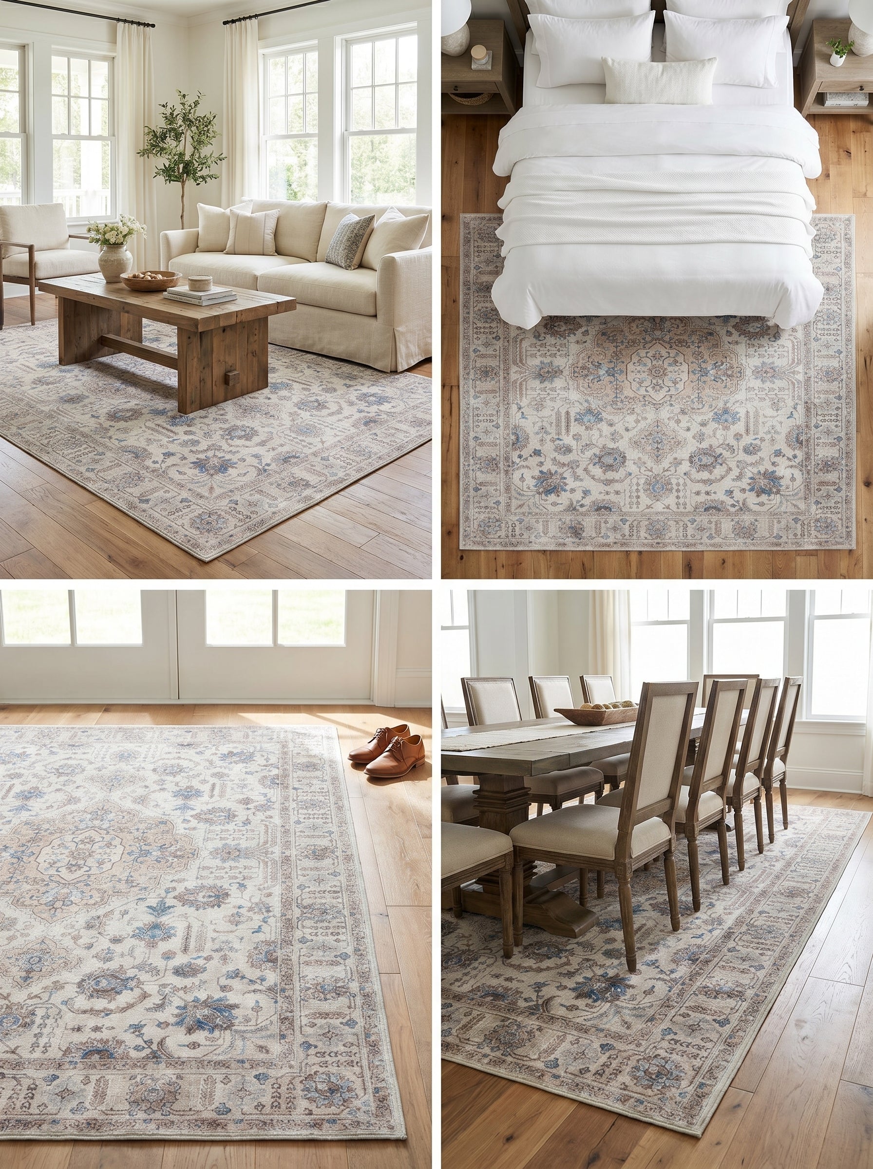 Tapis Persan Kirman blanc cassé