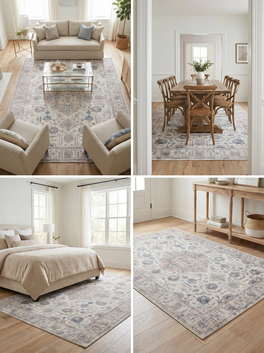 Tapis Persan Kirman blanc cassé