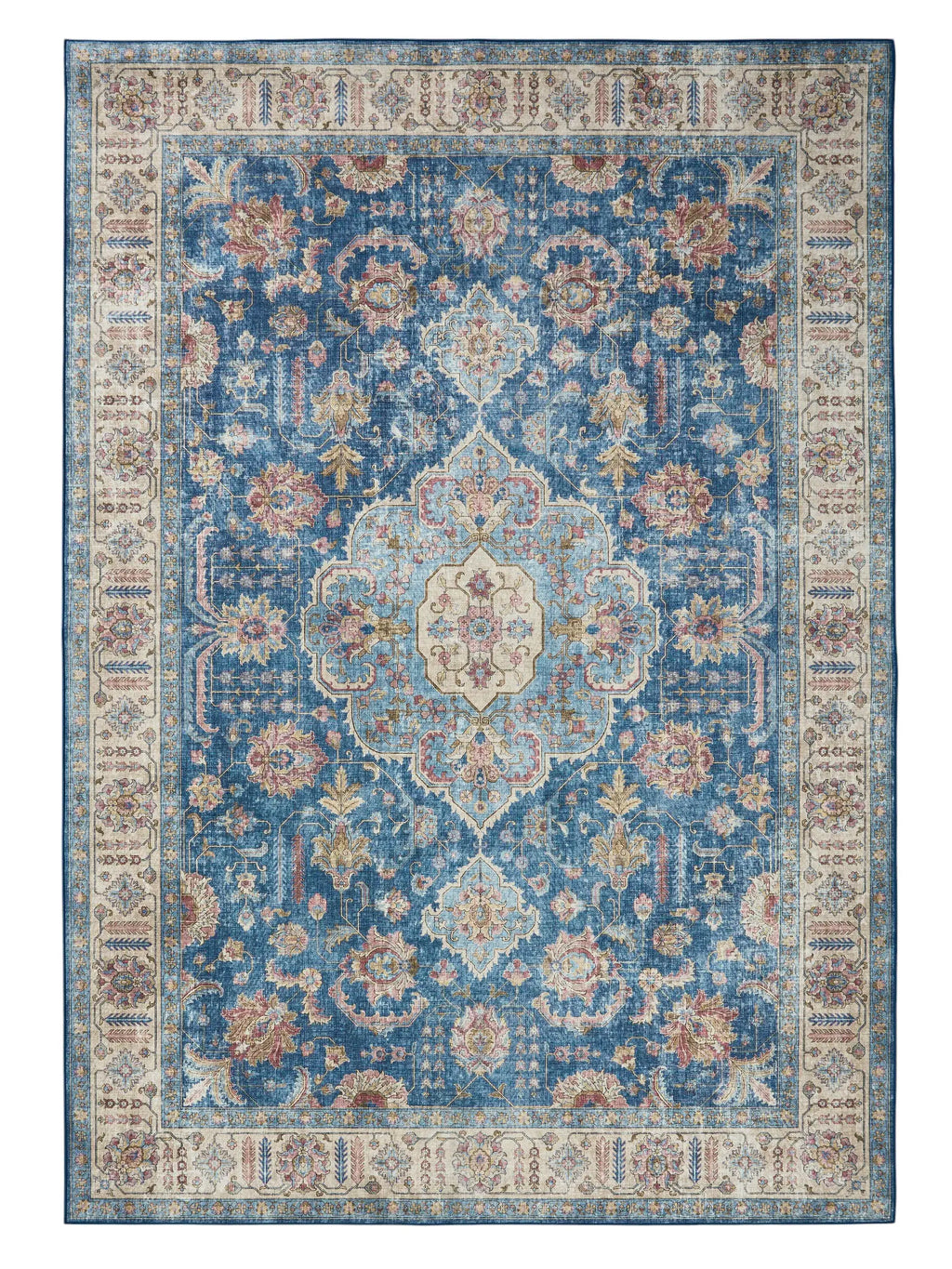 Tapis Persan Qom bleu vintage