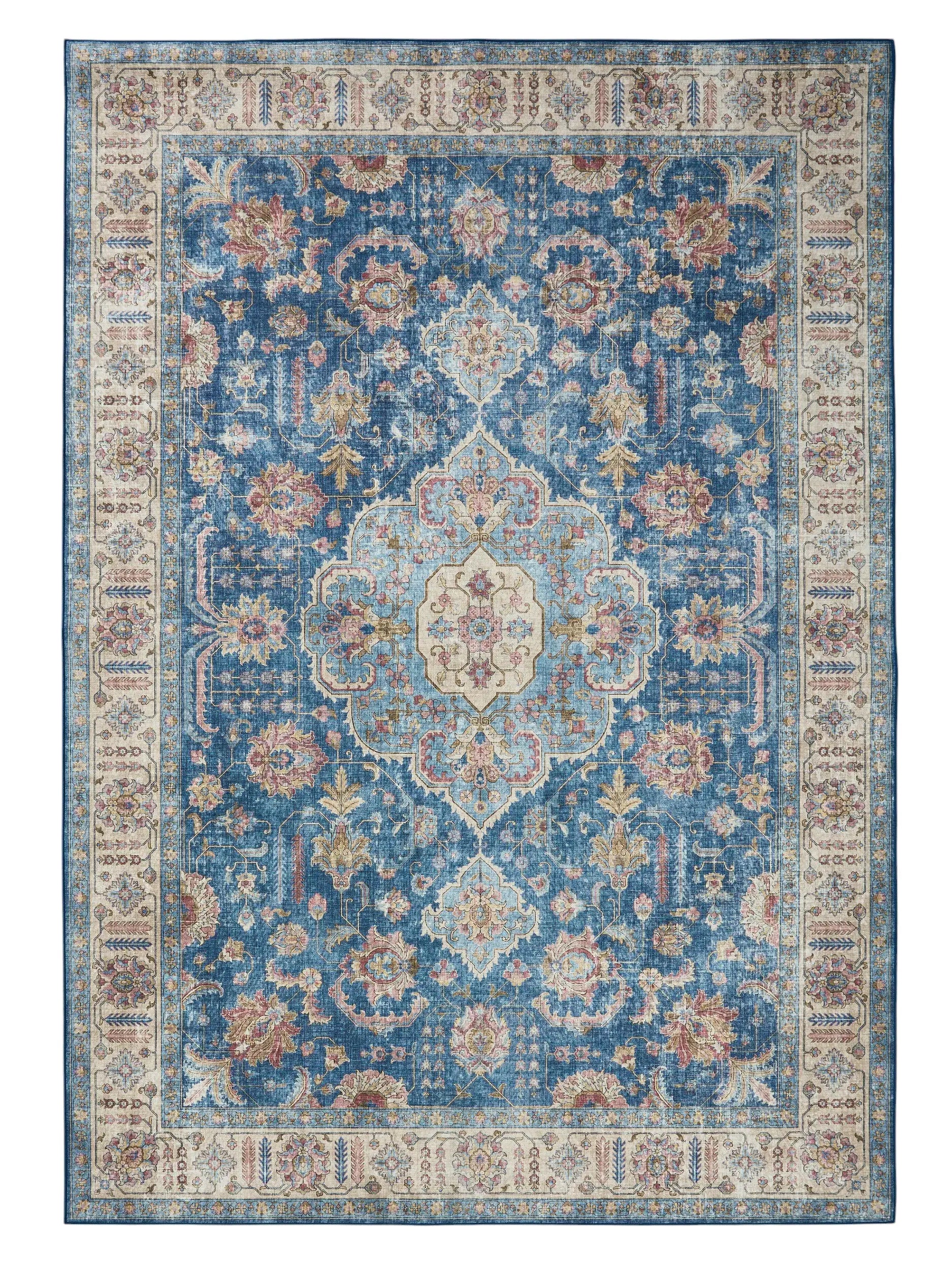 Tapis Persan Qom bleu vintage